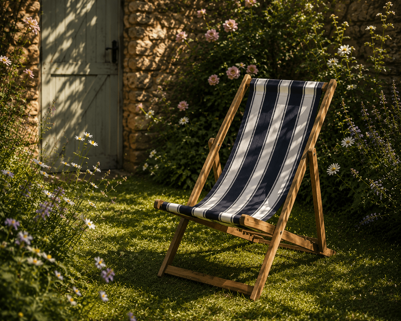 Navy Stripe Deckchair