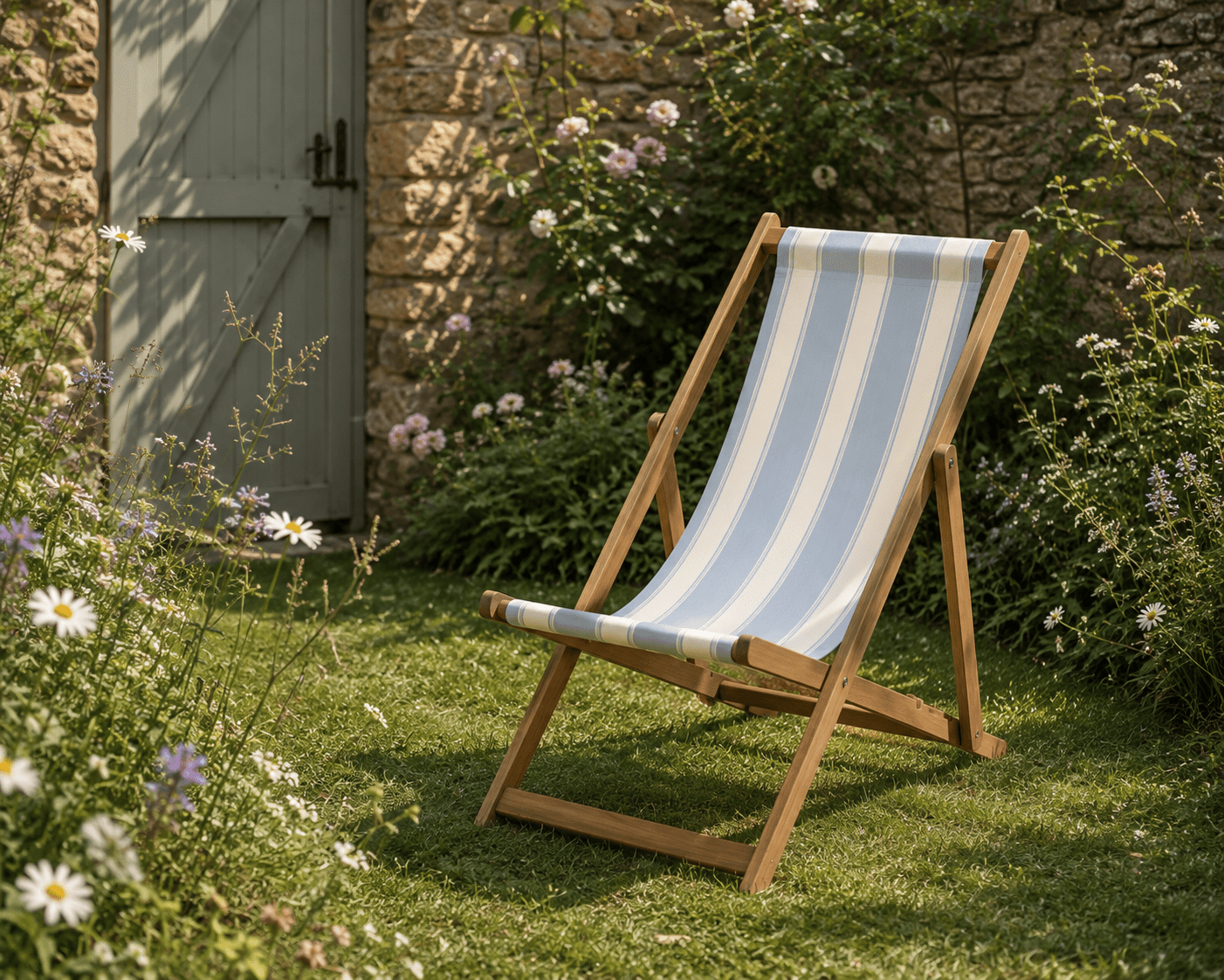 Powder Blue Stripe Deckchair