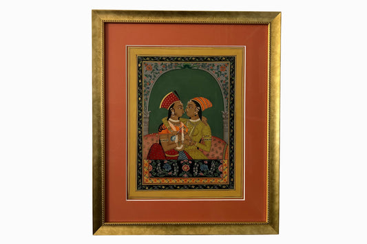 Indian painting of brightly dressed figures