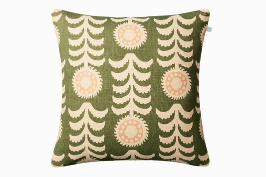 Printed linen cushion - Green