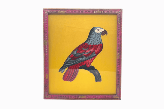 An Indian glass painting of a red parrot (Medium)