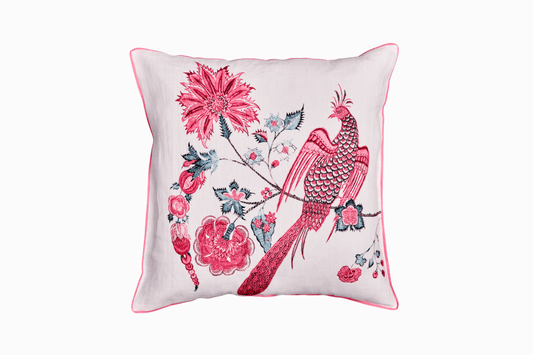 V&A Collaboration Coromandel Linen Cushion - Birds