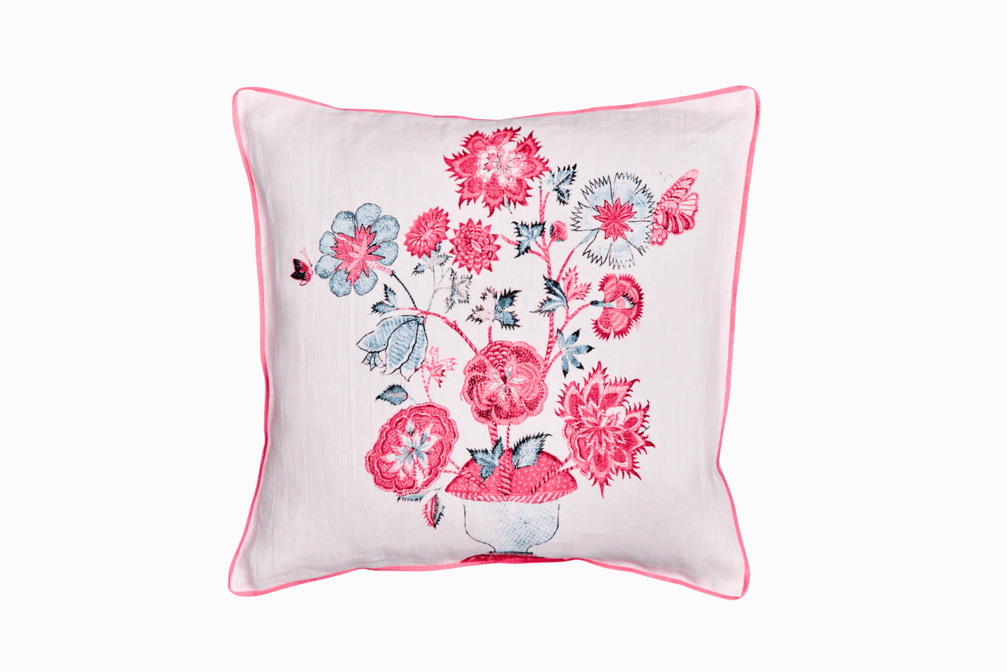 V&A Collaboration Coromandel Linen Cushion - Flowers in Vase
