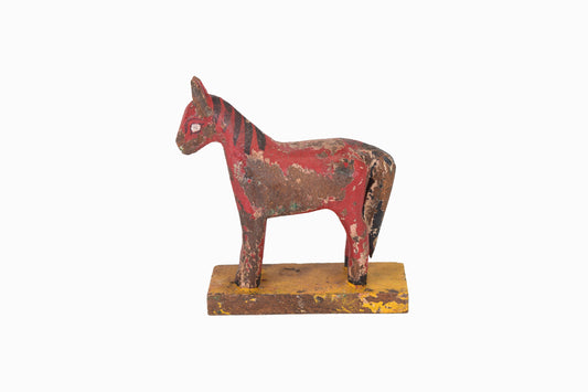 Small Decorative Red Painted Wooden Horse - Ref 1