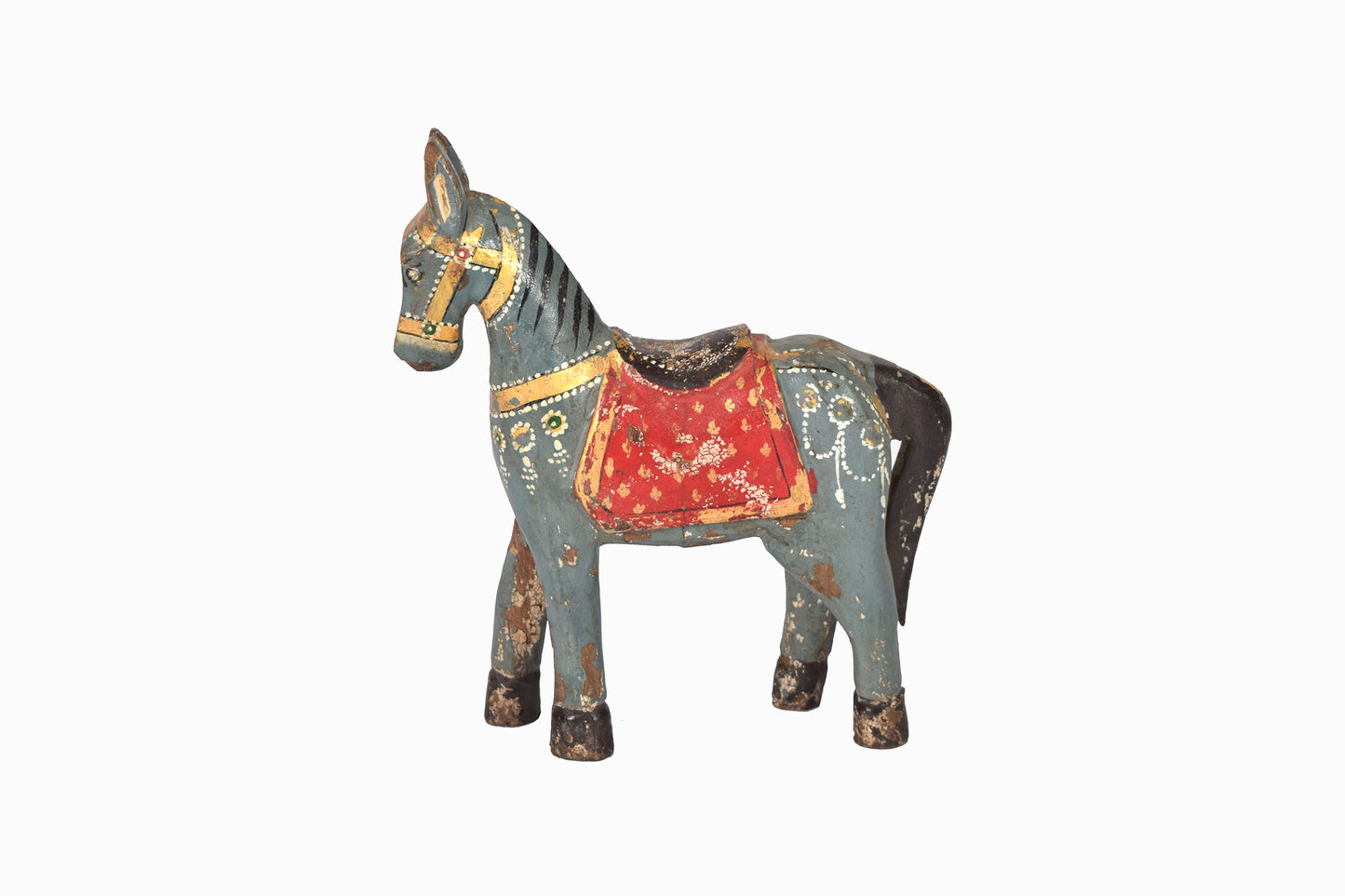 Decorative Grey Painted Wooden Horse - Medium