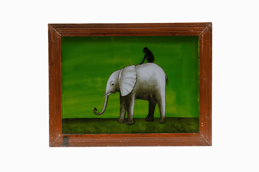 A reverse glass painting of an elephant (large)