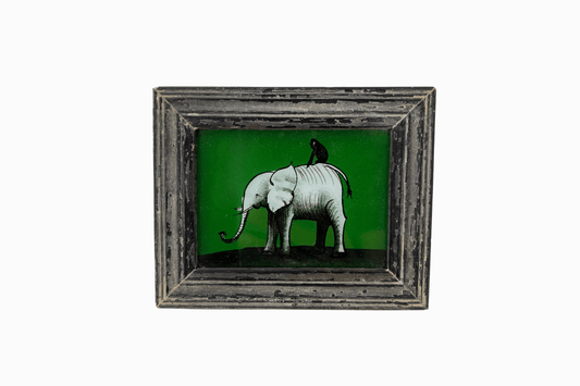 A Reverse Glass Painting of an Elephant & Monkey (Extra Small)