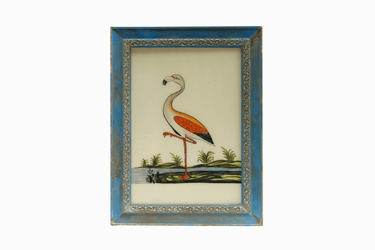 A reverse glass painting of a flamingo (Large)