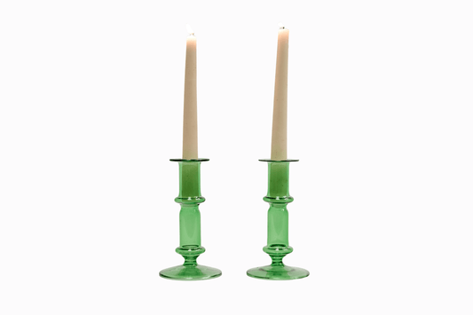 Glass Candlestick - Green