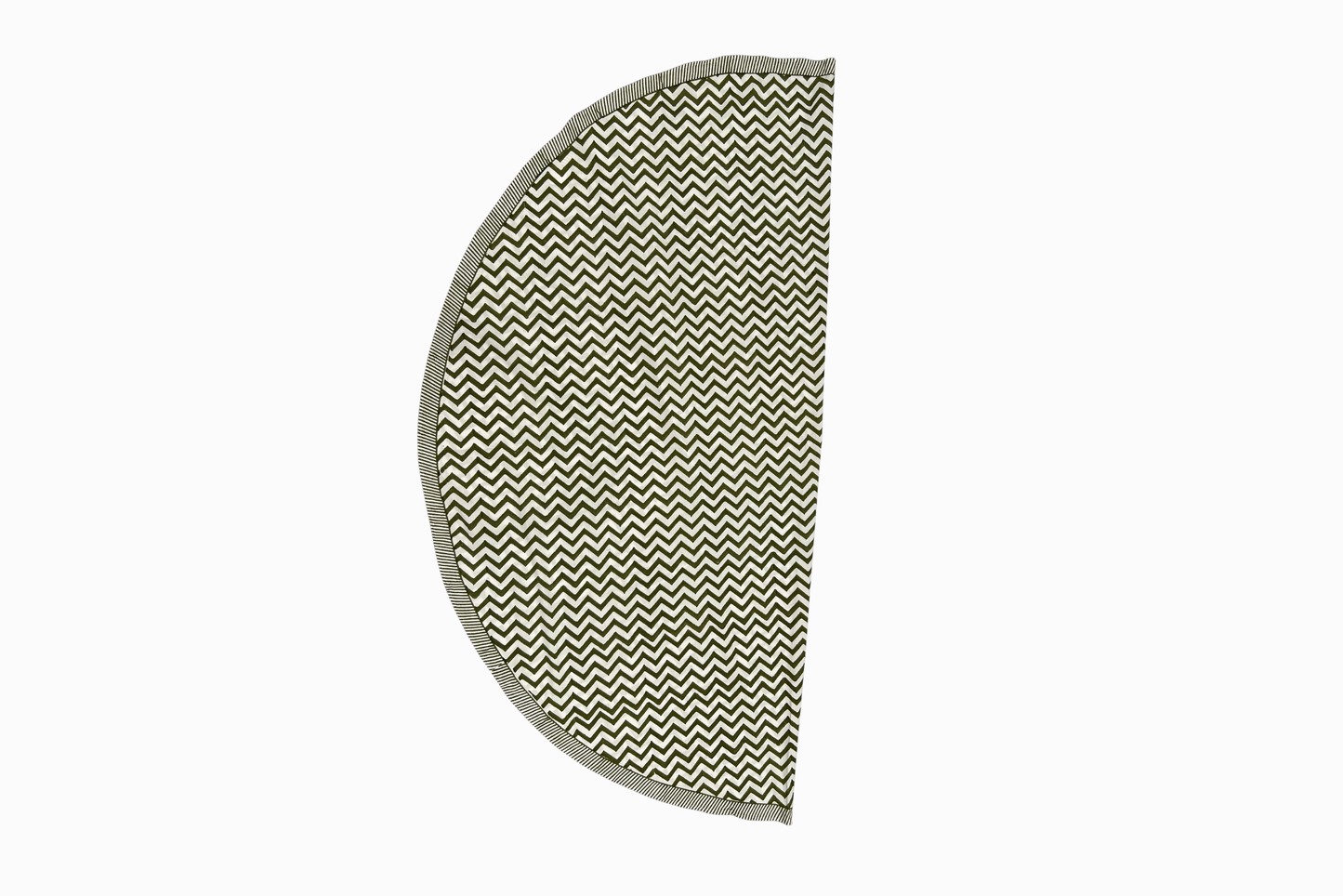 Green Zig Zag Cotton Tablecloth - Round (Large)