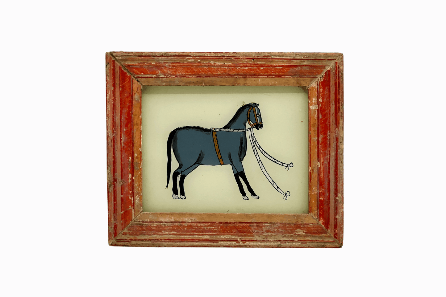 Indian glass painting of a grey horse (very small)