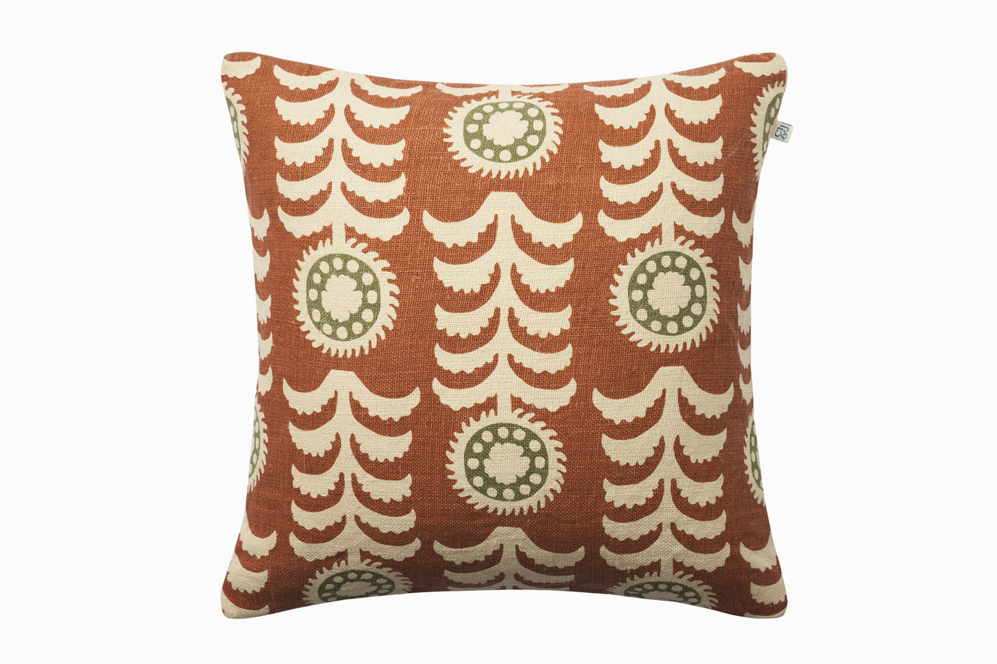 Printed linen cushion -  Terracotta