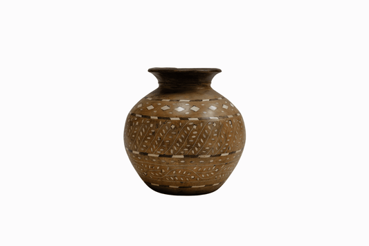 Indian Inlaid wooden pot 1