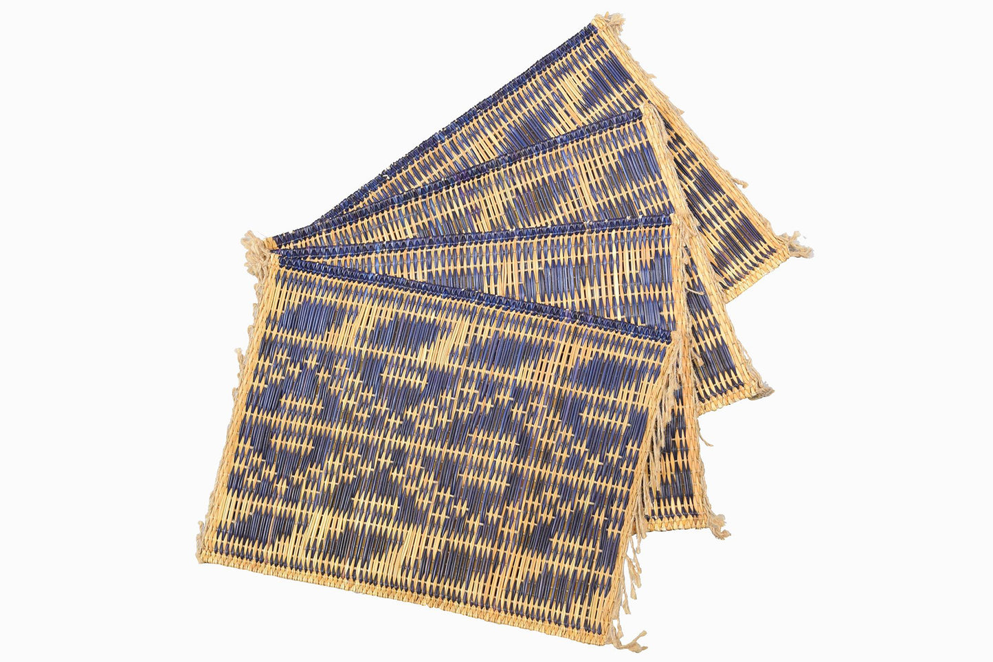 TUNISIAN STRAW TABLE MAT INDIGO (SET OF 4)