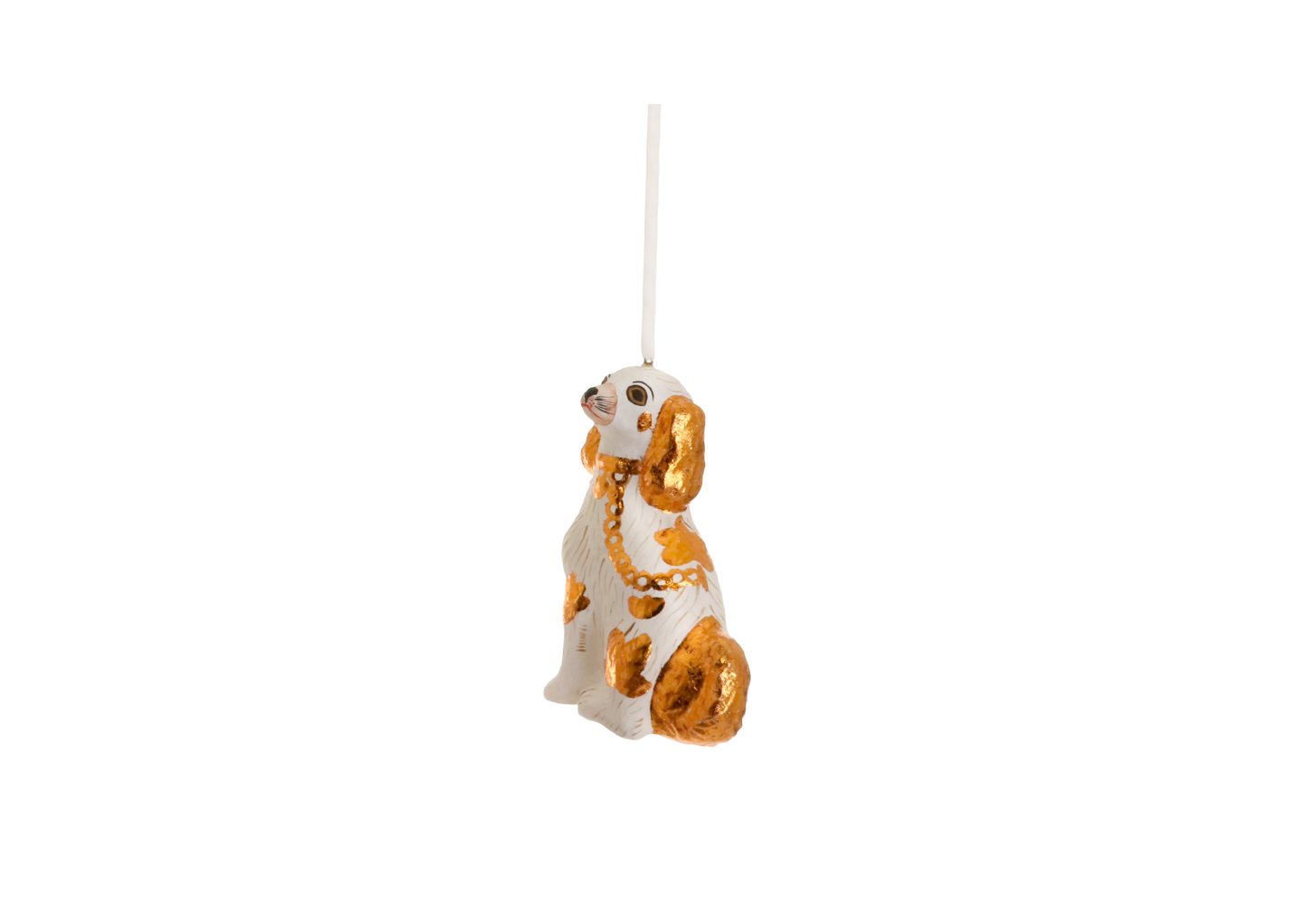 King Charles Spaniel - White & Brass