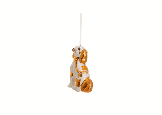 King Charles Spaniel - White & Brass