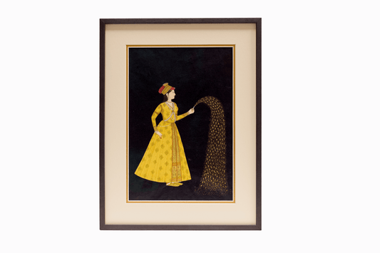 Miniature painting of a woman in a yellow dress