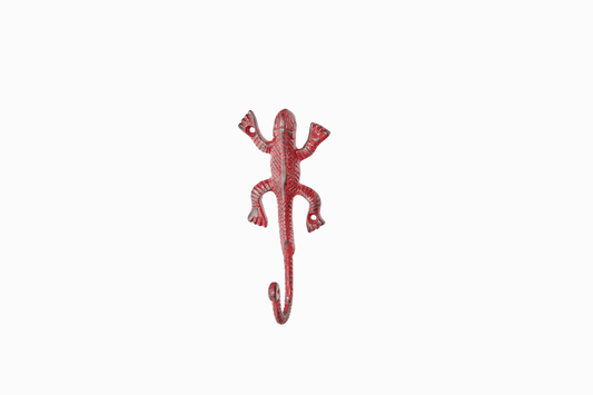 Vintage lizard metal coat hook - Red