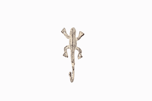 Vintage lizard metal coat hook - Cream