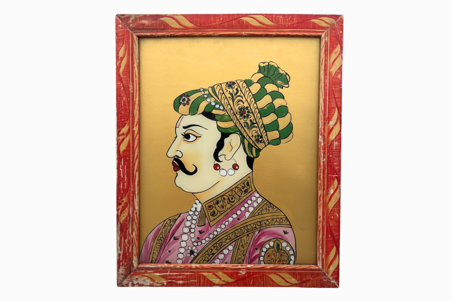 Pintura india sobre vidrio de un maharajá (mediana)