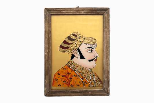 Pintura india sobre vidrio de un maharajá (mediana)
