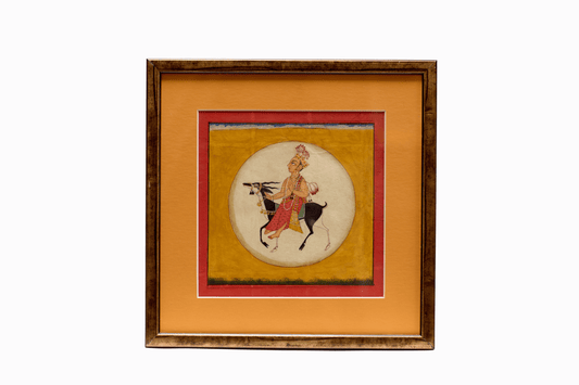 Miniature painting of a man riding an Antelope