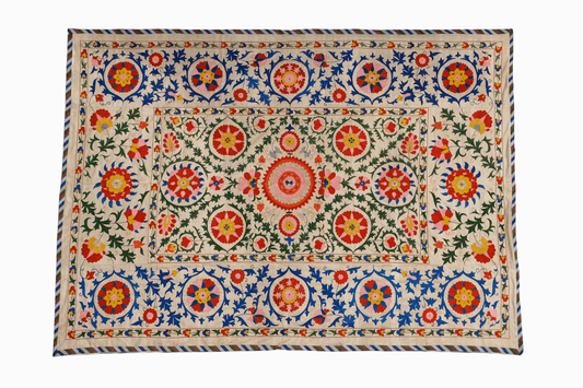 Multicoloured flower Suzani bedspread