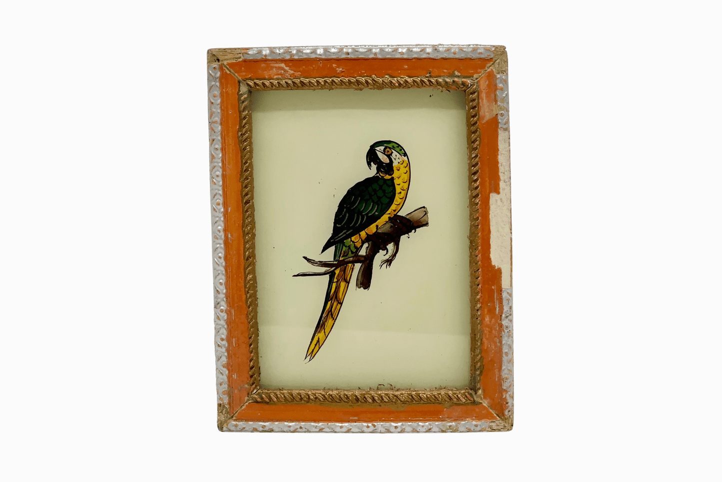 Indian glass painting of a parrot (very small)