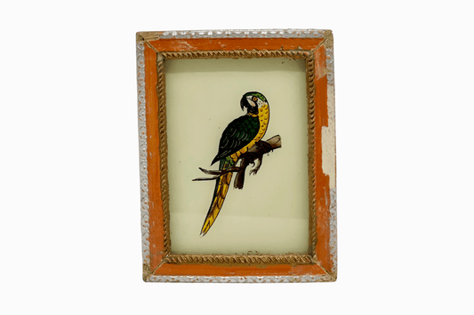 Indian glass painting of a parrot (very small)