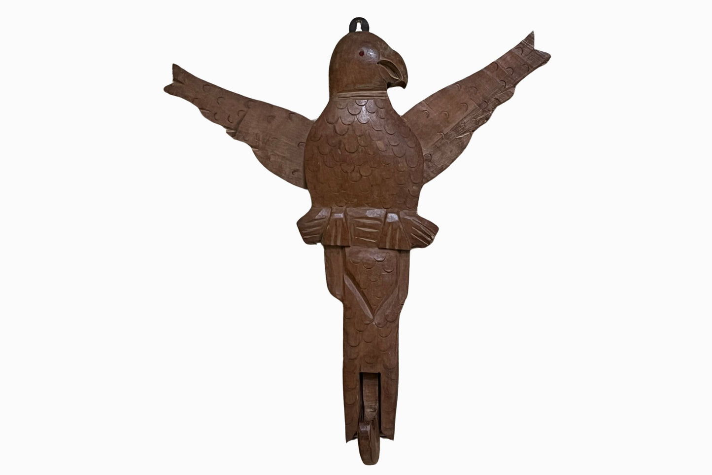 Carved parrot articulated coat hook