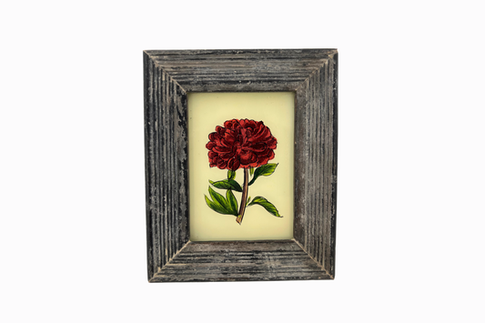 A Reverse Glass Painting of a red Peony (Extra Small)