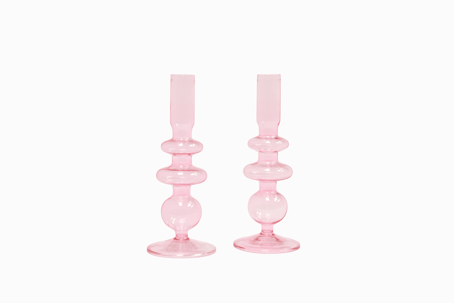 Bougeoir égyptien en verre rose