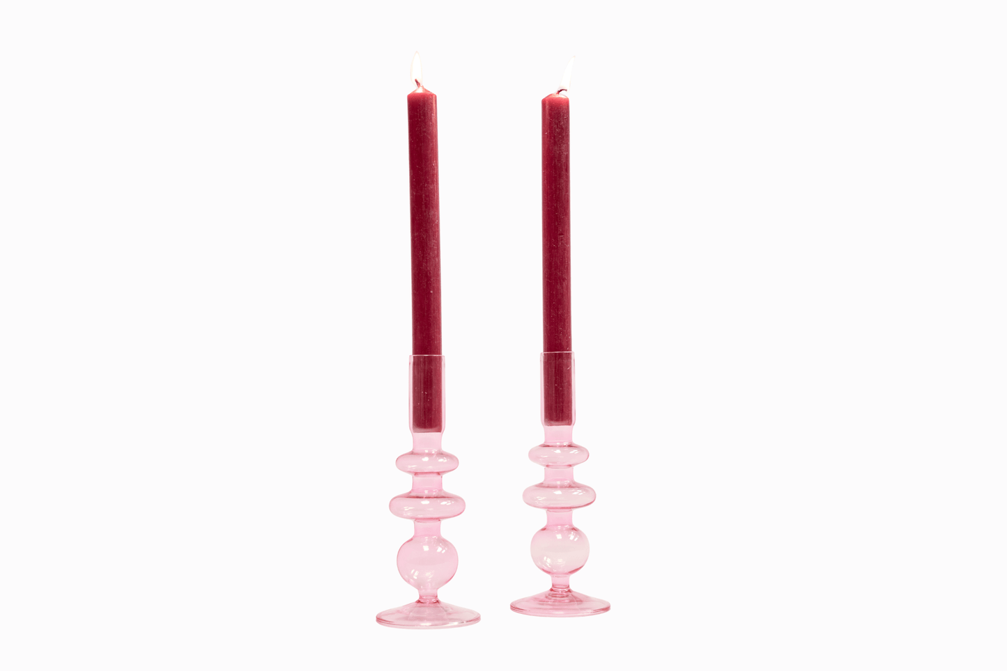 Bougeoir égyptien en verre rose