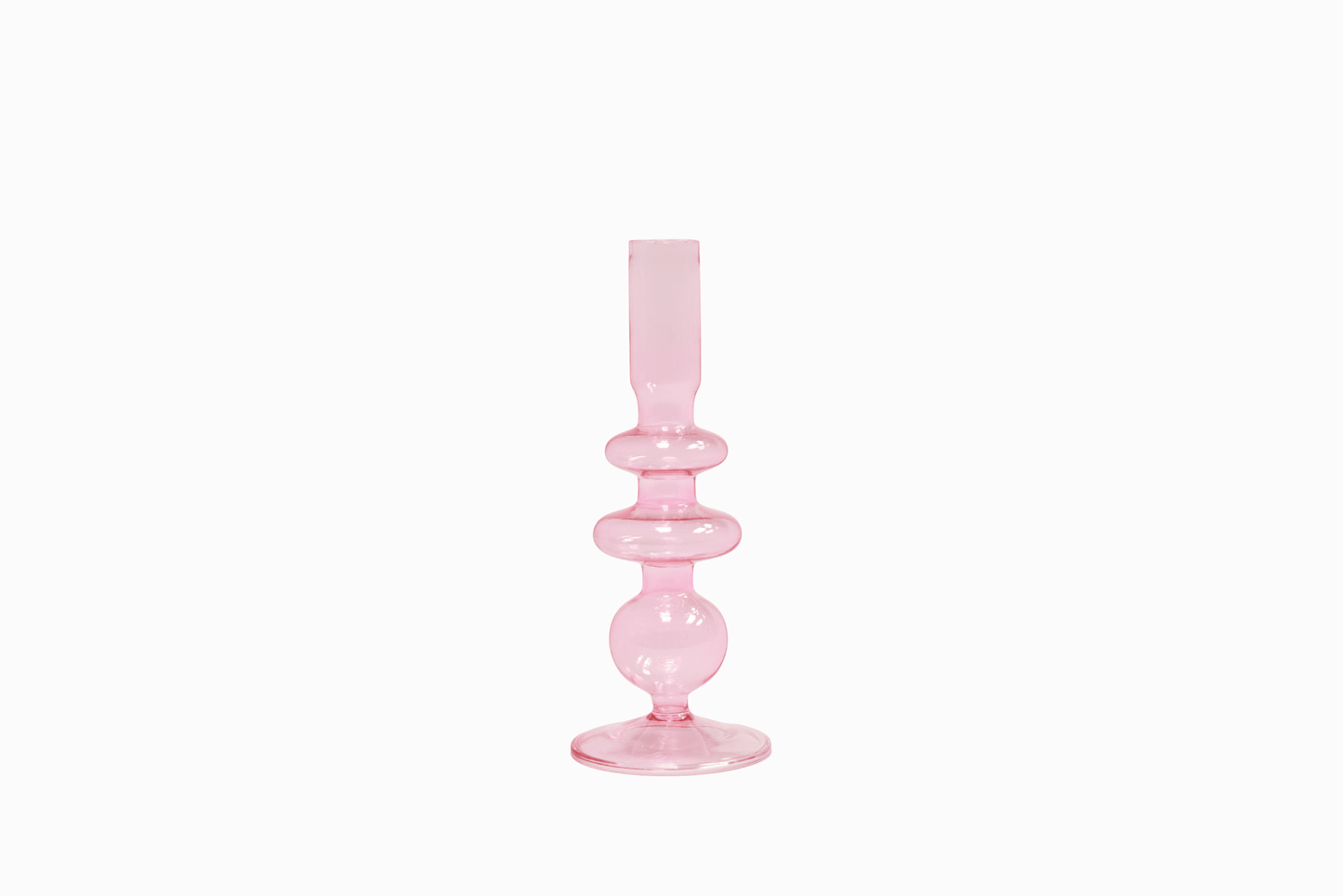Bougeoir égyptien en verre rose