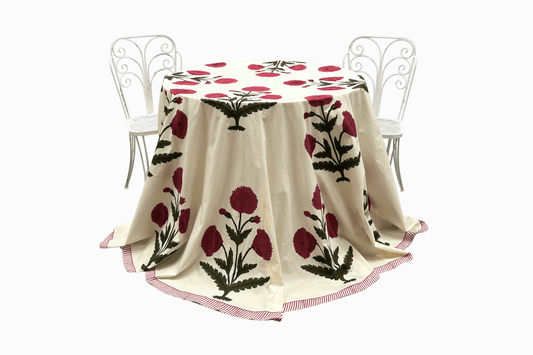 Mantel de algodón TC5 con estampado de bloques de granados 