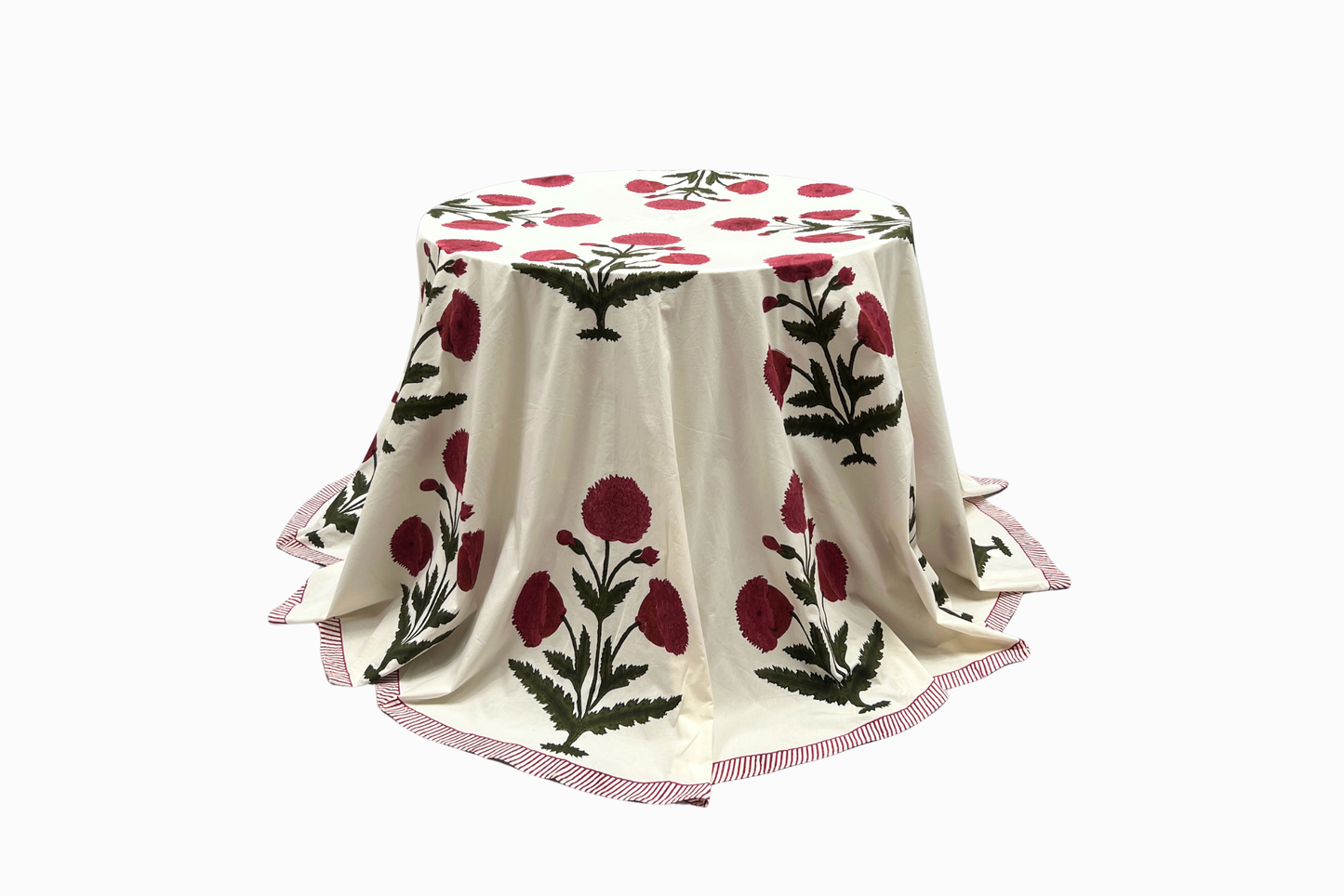 Poppy Print Cotton Tablecloth - Round (Extra Large)