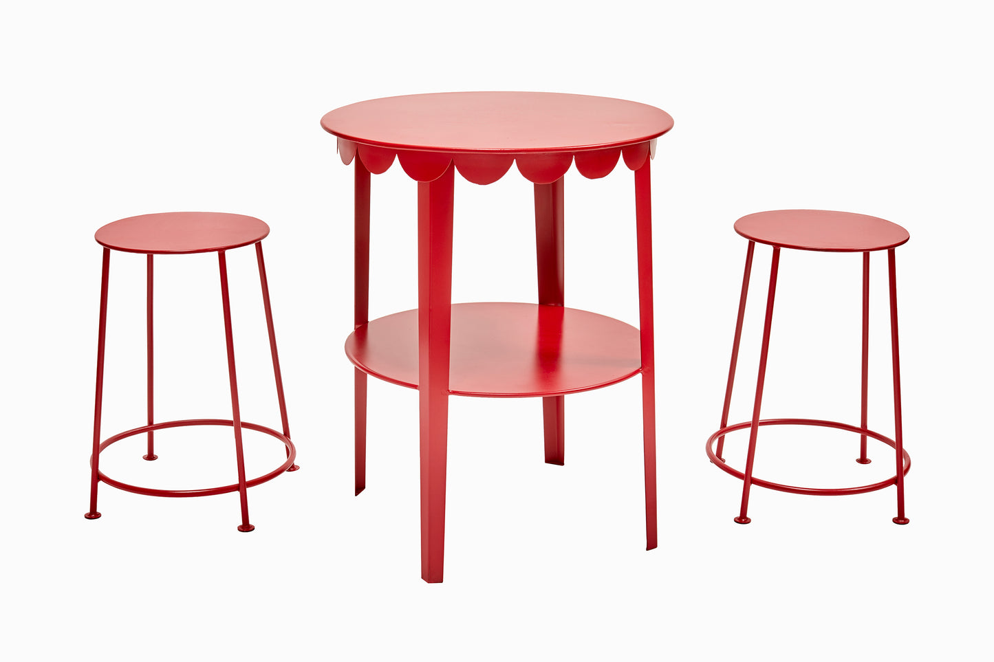 Scalloped Side Table - Red