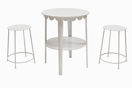 Scalloped Side Table - White