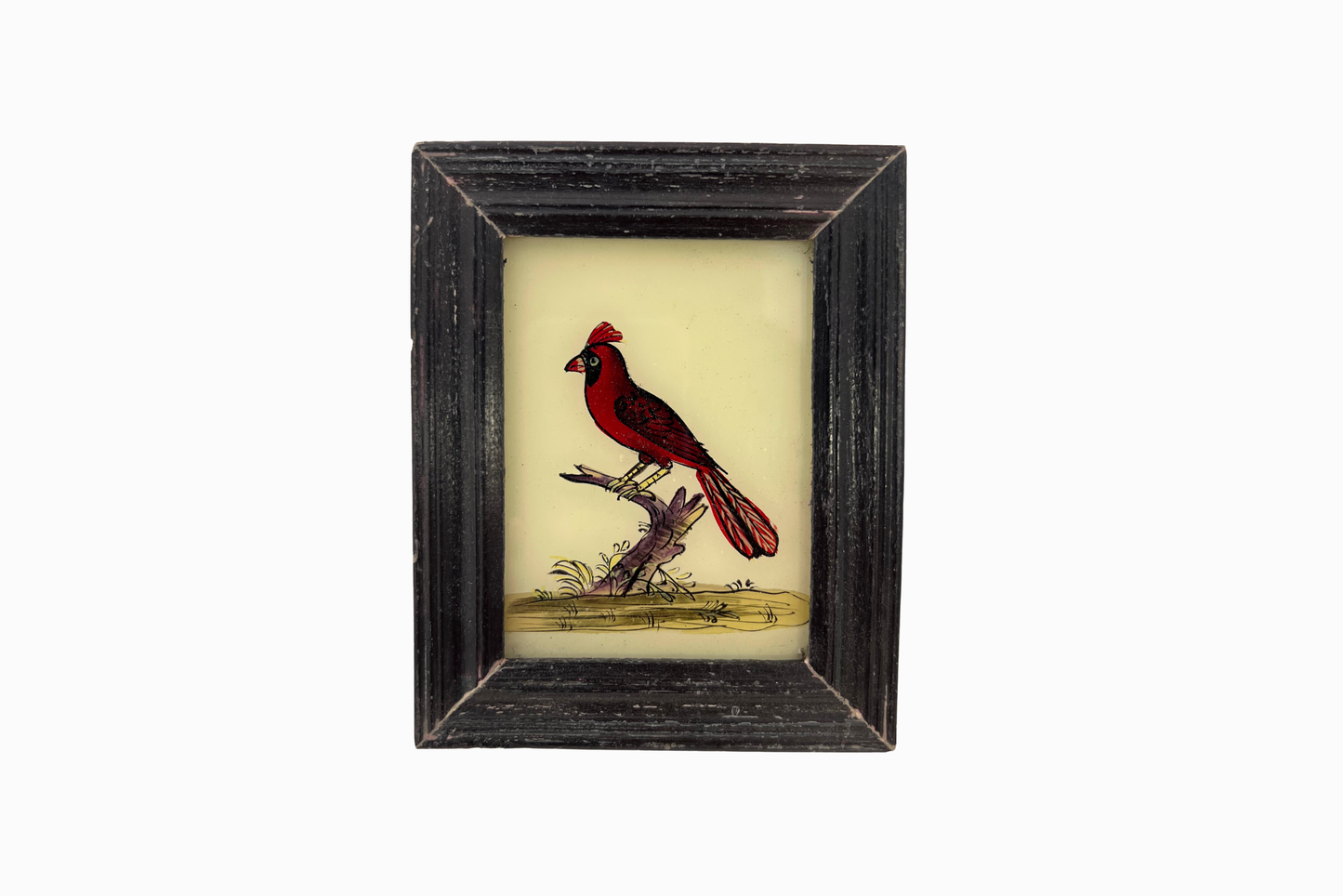 A Reverse Glass Painting of a red cardinal (Extra Small)