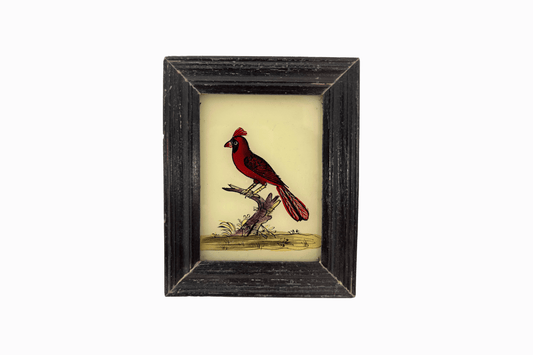 A Reverse Glass Painting of a red cardinal (Extra Small)
