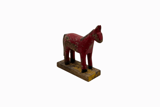 Red painted small wooden horse 1