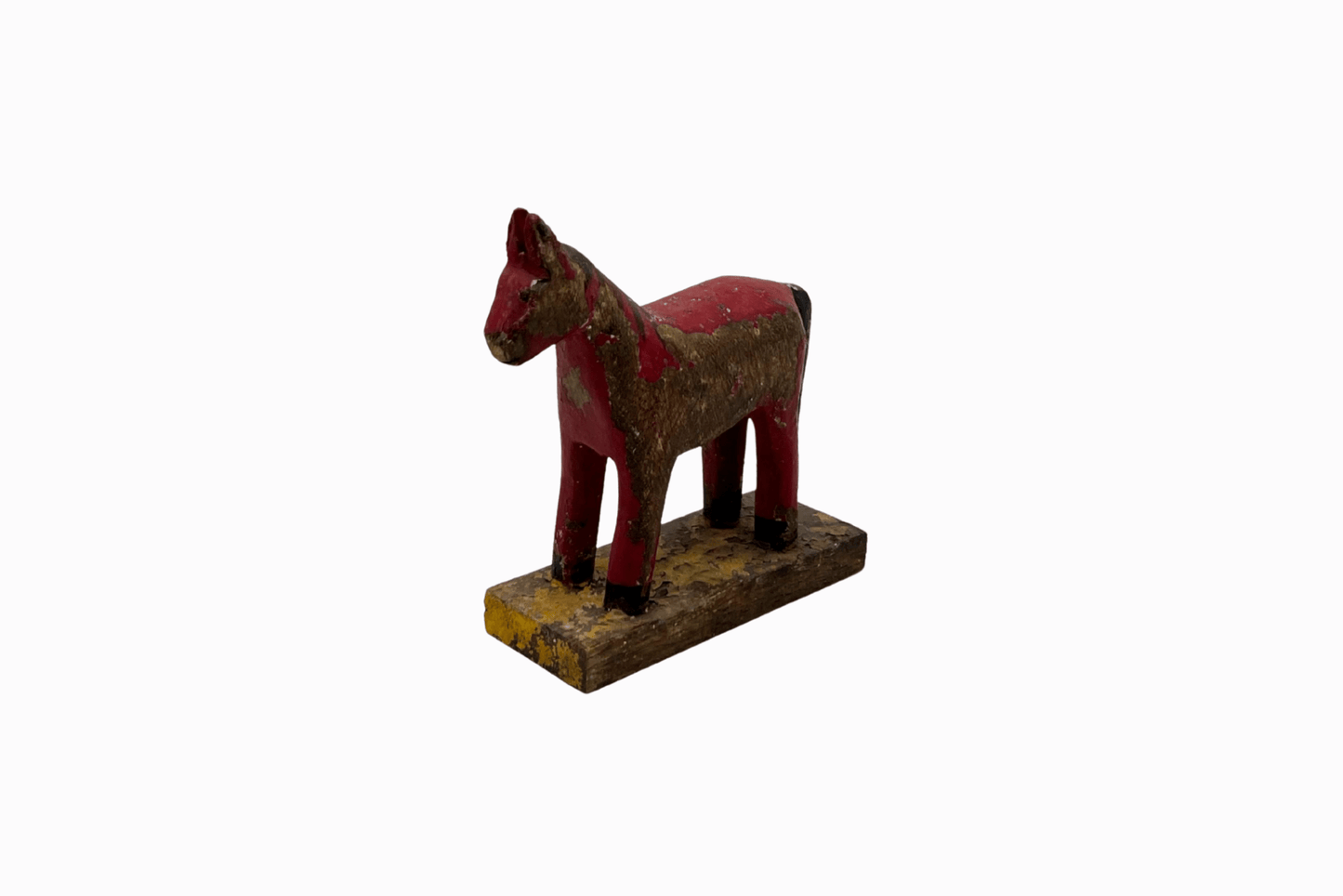 Red painted small wooden horse 1