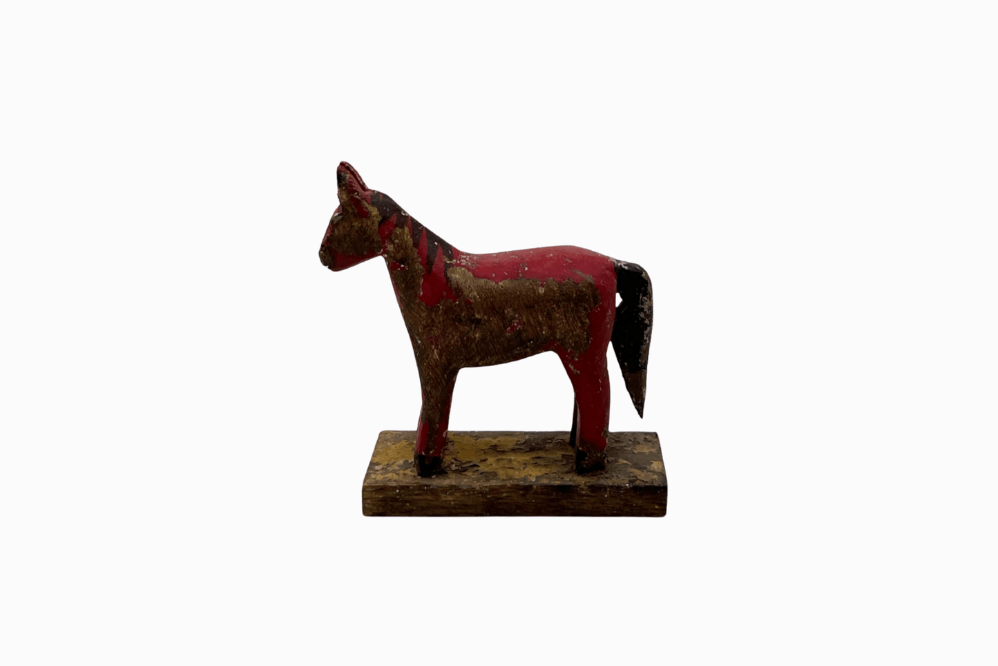 Red painted small wooden horse 1
