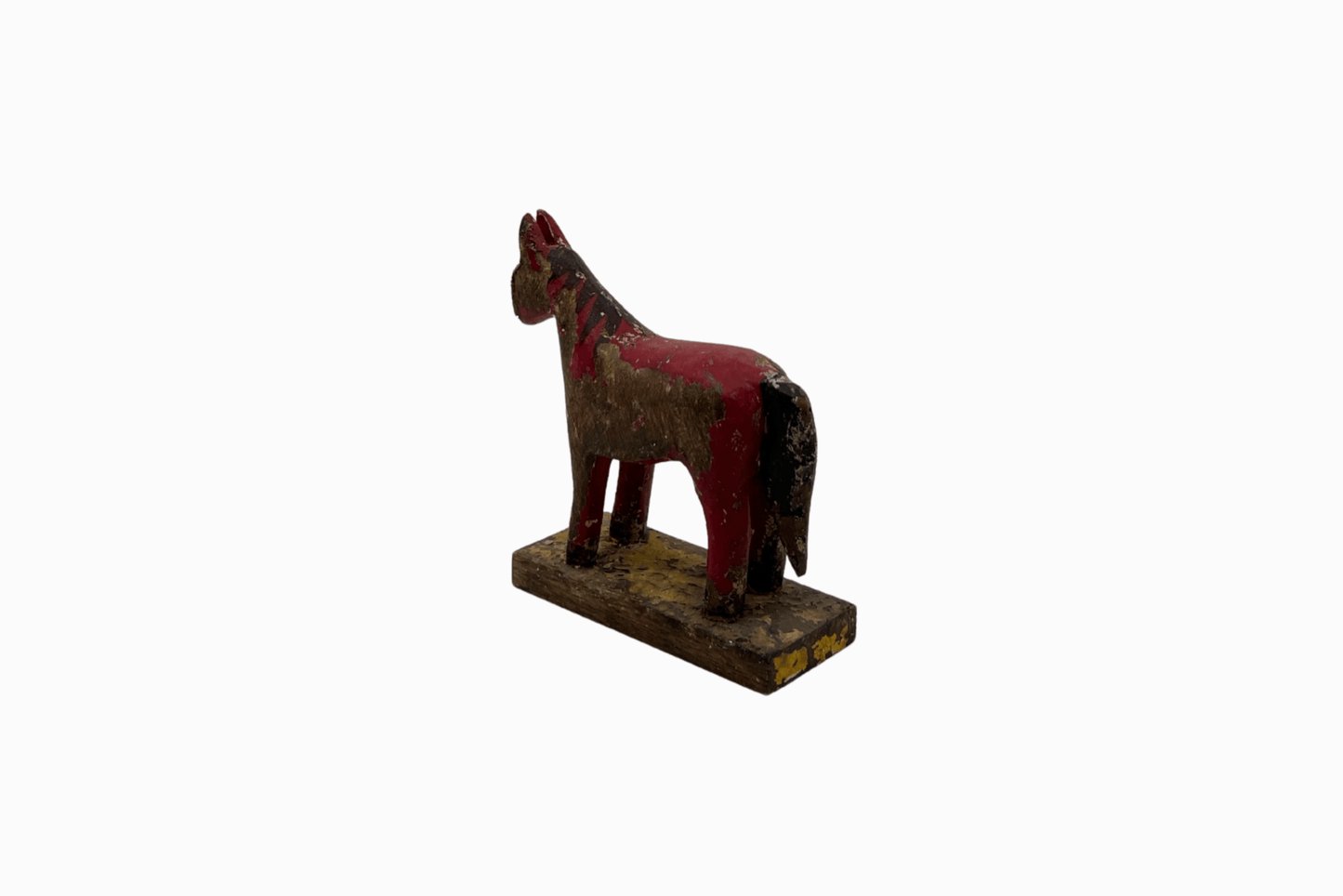 Red painted small wooden horse 1