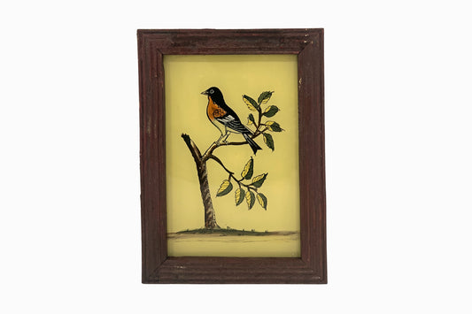 A Reverse Glass Painting of a Painted Redstart (Small)