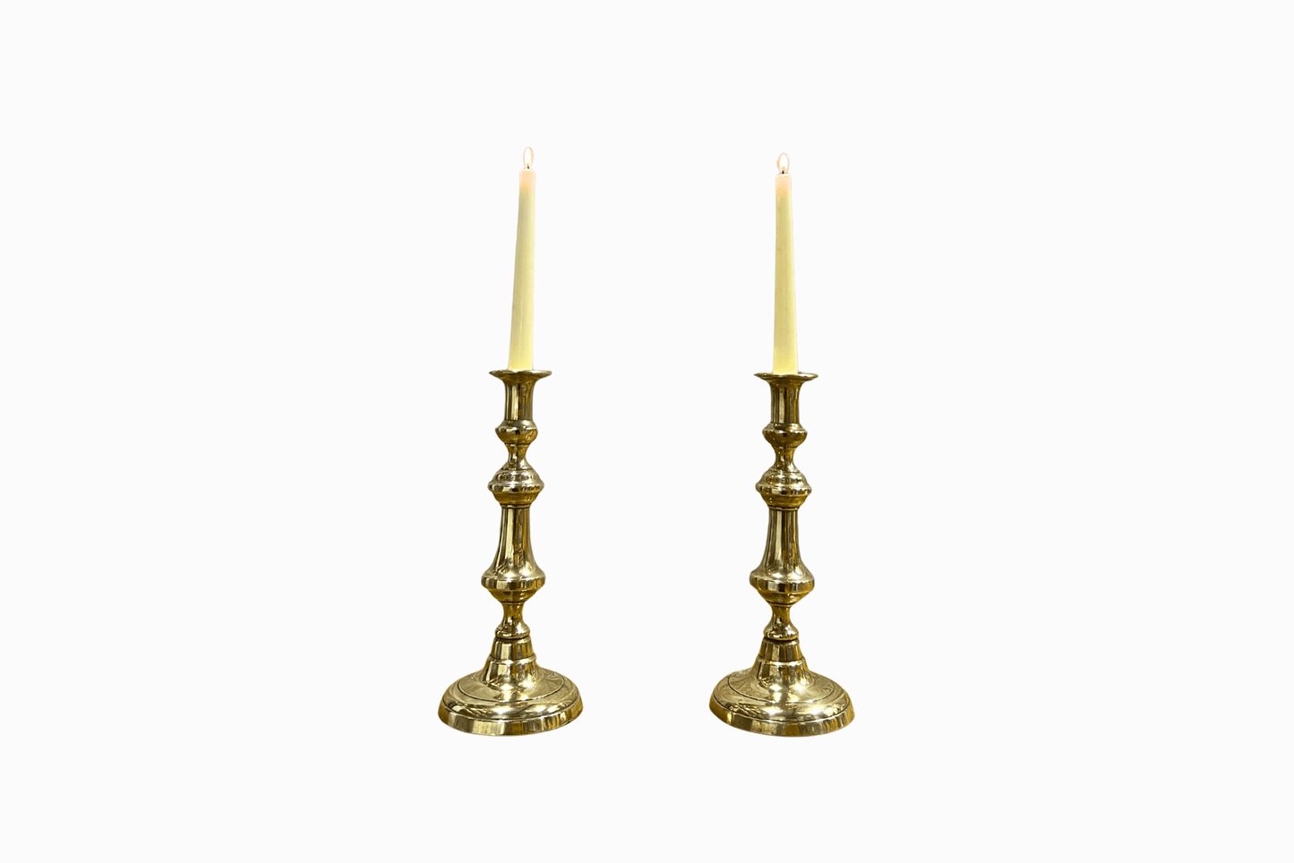 A Pair of Vintage Moroccan Brass Candlesticks