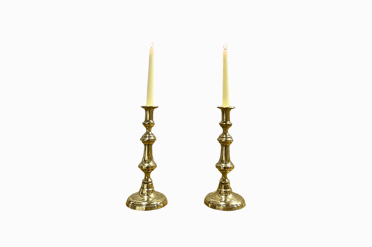 A Pair of Vintage Moroccan Brass Candlesticks