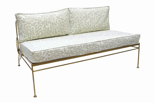 PALM SPRINGS GOLD METAL SOFA V&A Collaboration Clematis Cushions - Sage Green