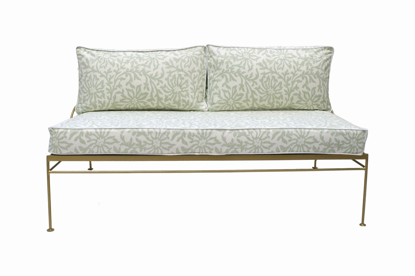 PALM SPRINGS GOLD METAL SOFA V&amp;A Collaboration Clematis Cojines - Verde salvia