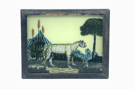 An Indian glass painting of a leopard (Medium)